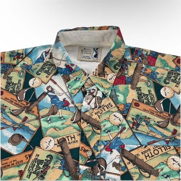 Boston Prepatory Company Shirt Men’s L Female Golfer Collared USA Made Vtg Rare - Picture 5 of 13